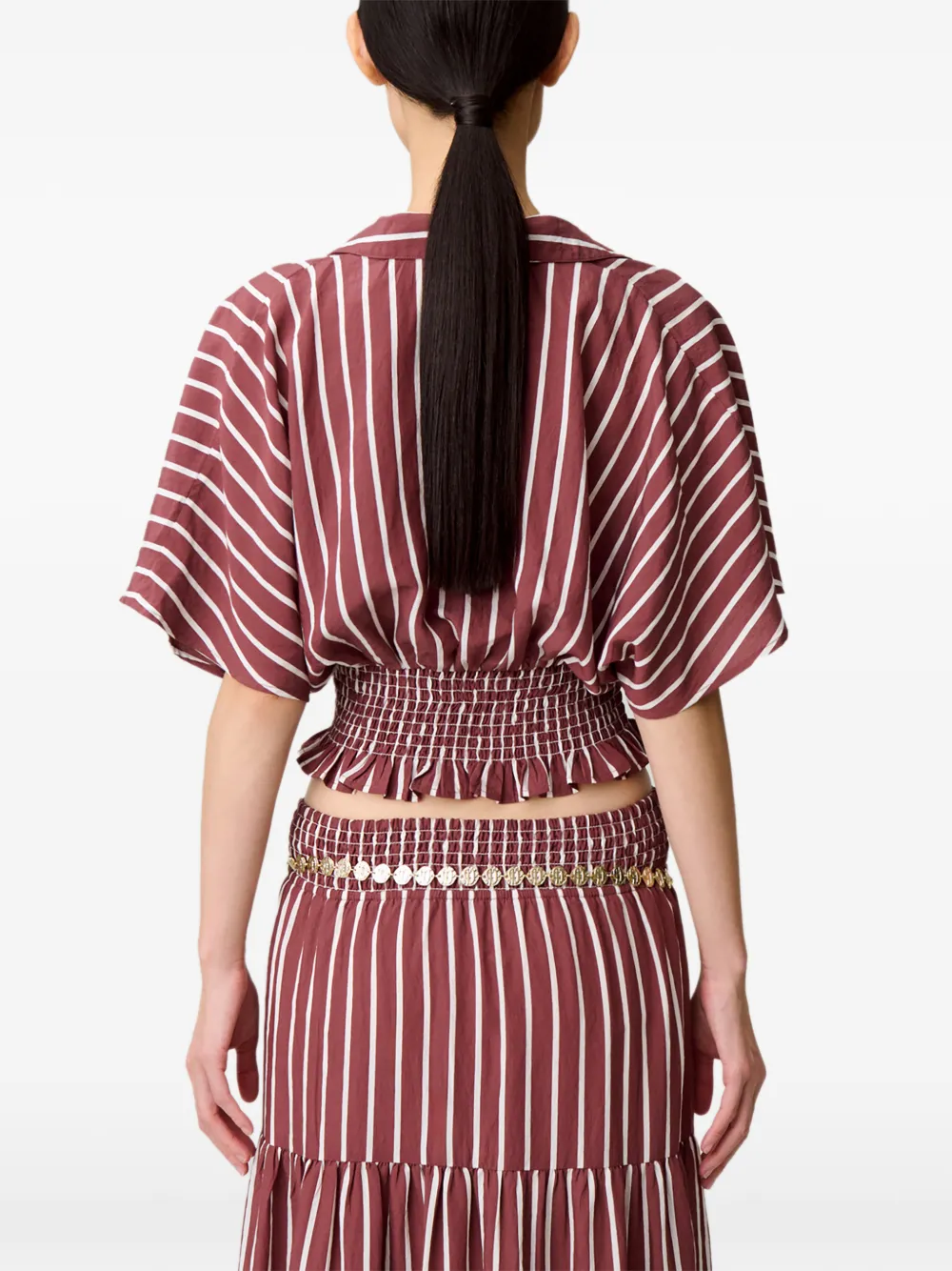 Claudie Pierlot Flowy gestreepte top Rood