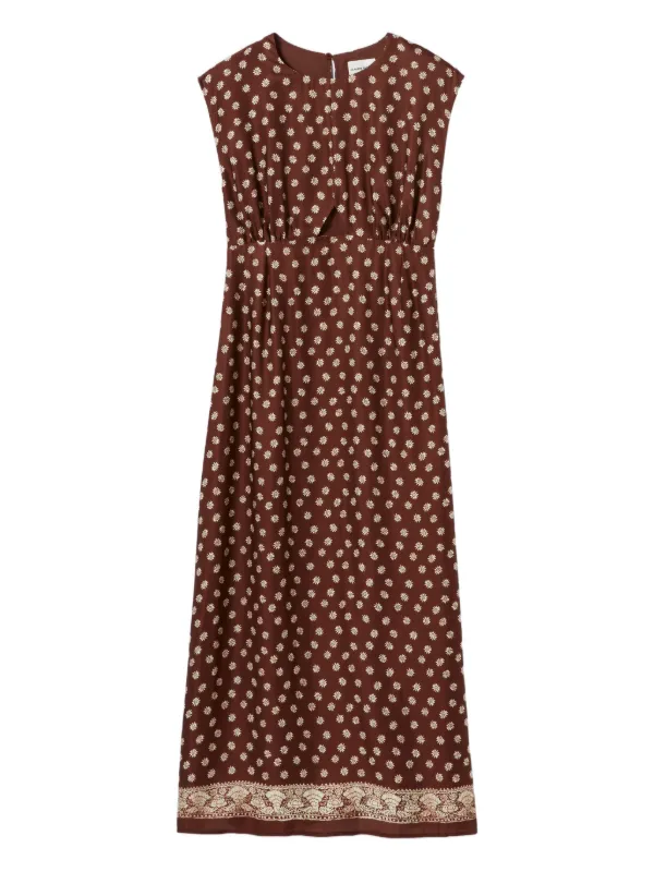 claudie pierlot brown dress Ribbed-knit midi dress - chocolate