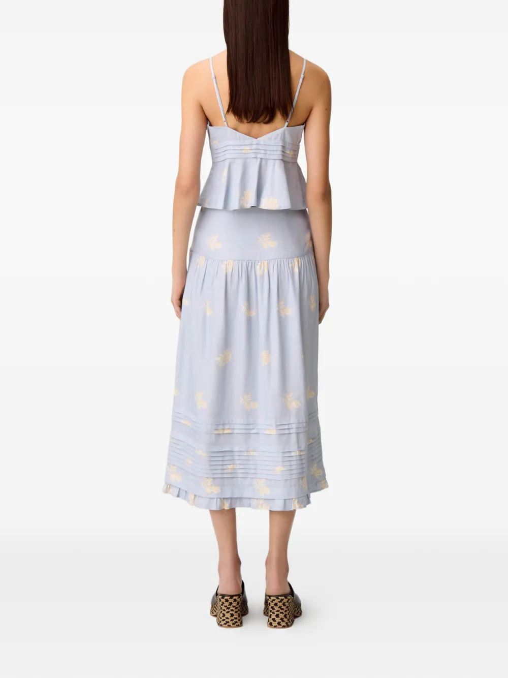 Claudie Pierlot Plooirok met bloemenprint en A-lijn Blauw