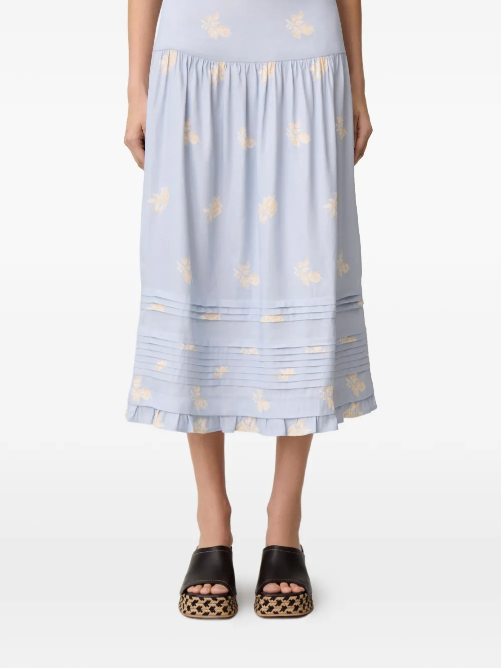 Claudie Pierlot Plooirok met bloemenprint en A-lijn Blauw