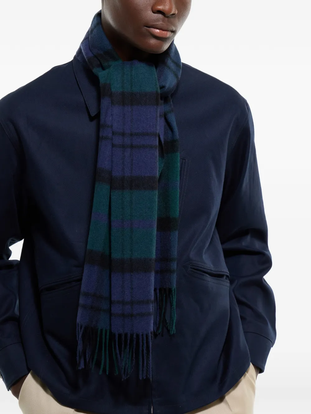 Plaid Fringed Scarf