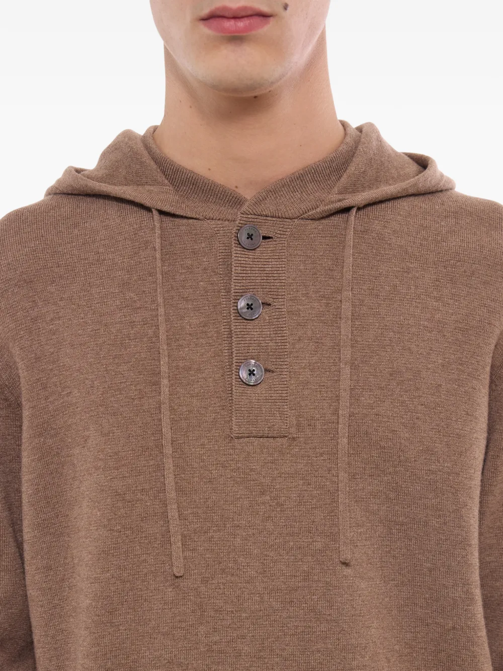 FURSAC Gebreide hoodie met knopenbies Bruin