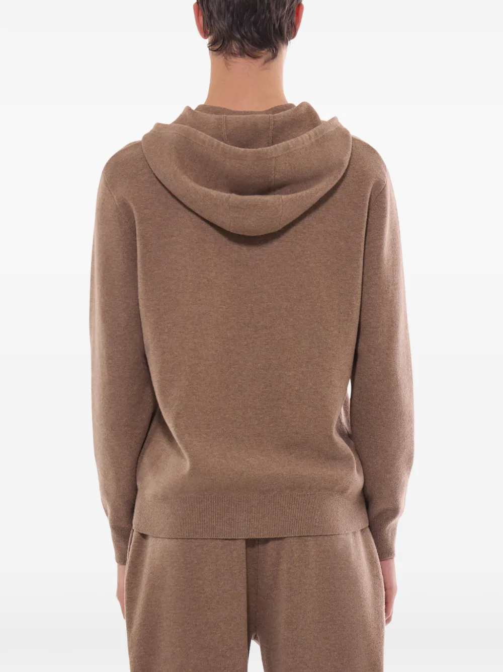 FURSAC Gebreide hoodie met knopenbies Bruin