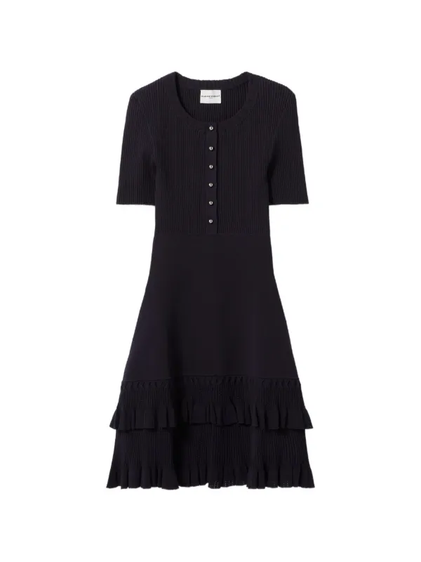 claudie pierlot knitted dress Striped Ruffled Knit Dress