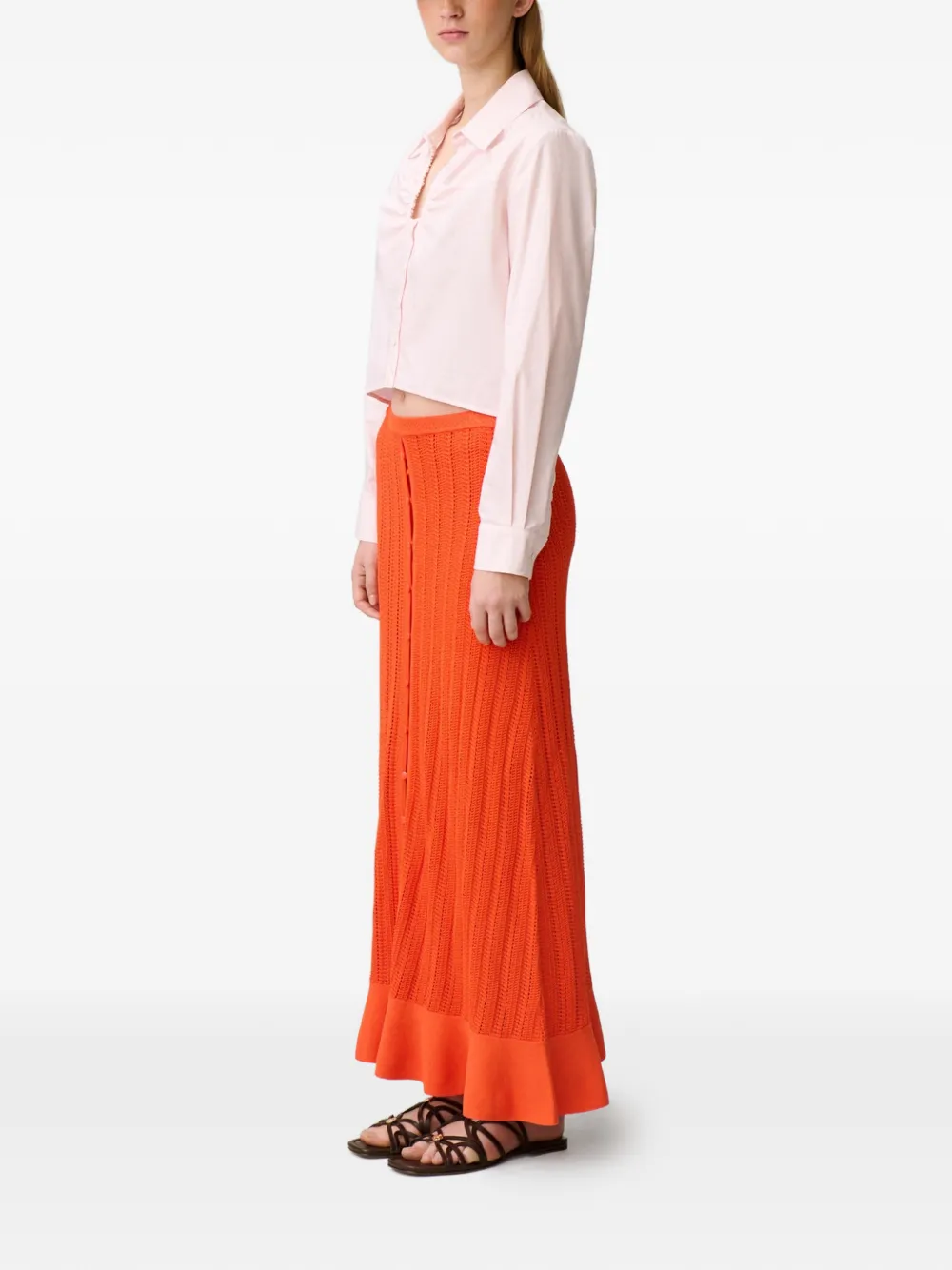  Claudie Pierlot Button Knitted Skirt - Orange 