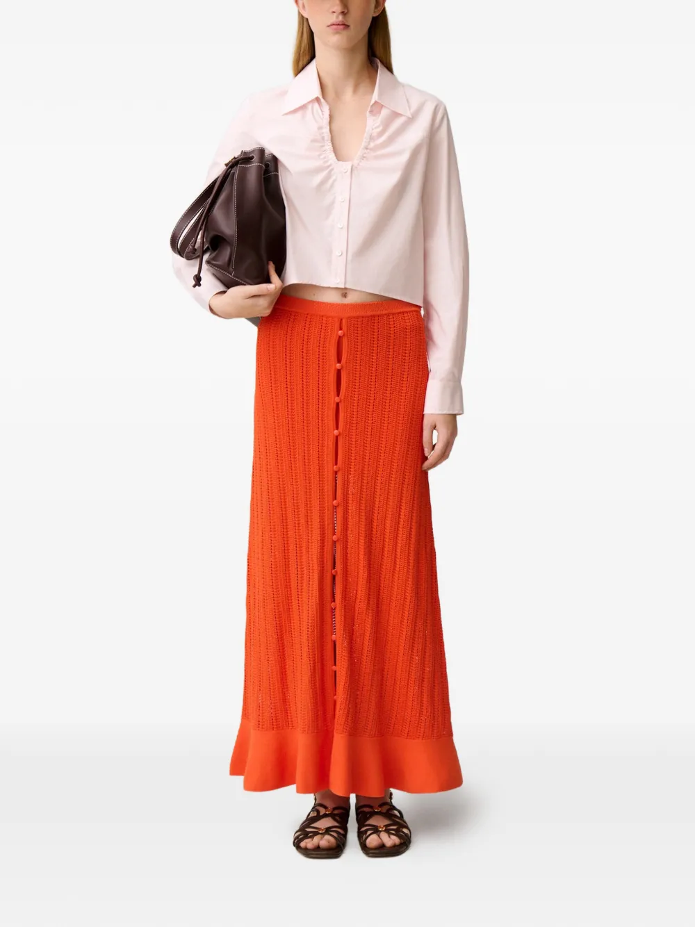  Claudie Pierlot Button Knitted Skirt - Orange 