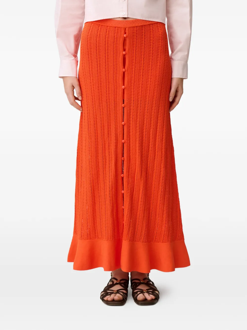 Claudie Pierlot Gebreide rok met knopen Oranje