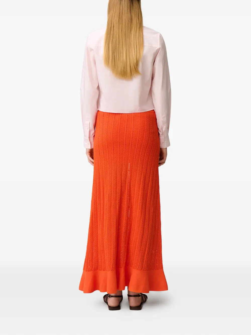 Claudie Pierlot Gebreide rok met knopen Oranje