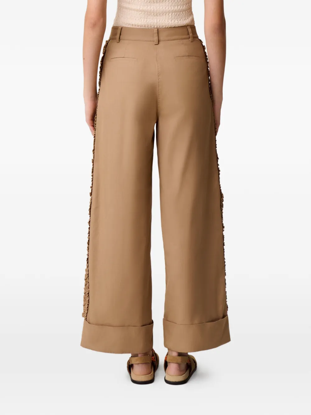 Claudie Pierlot Palazzo broek met ruches Beige