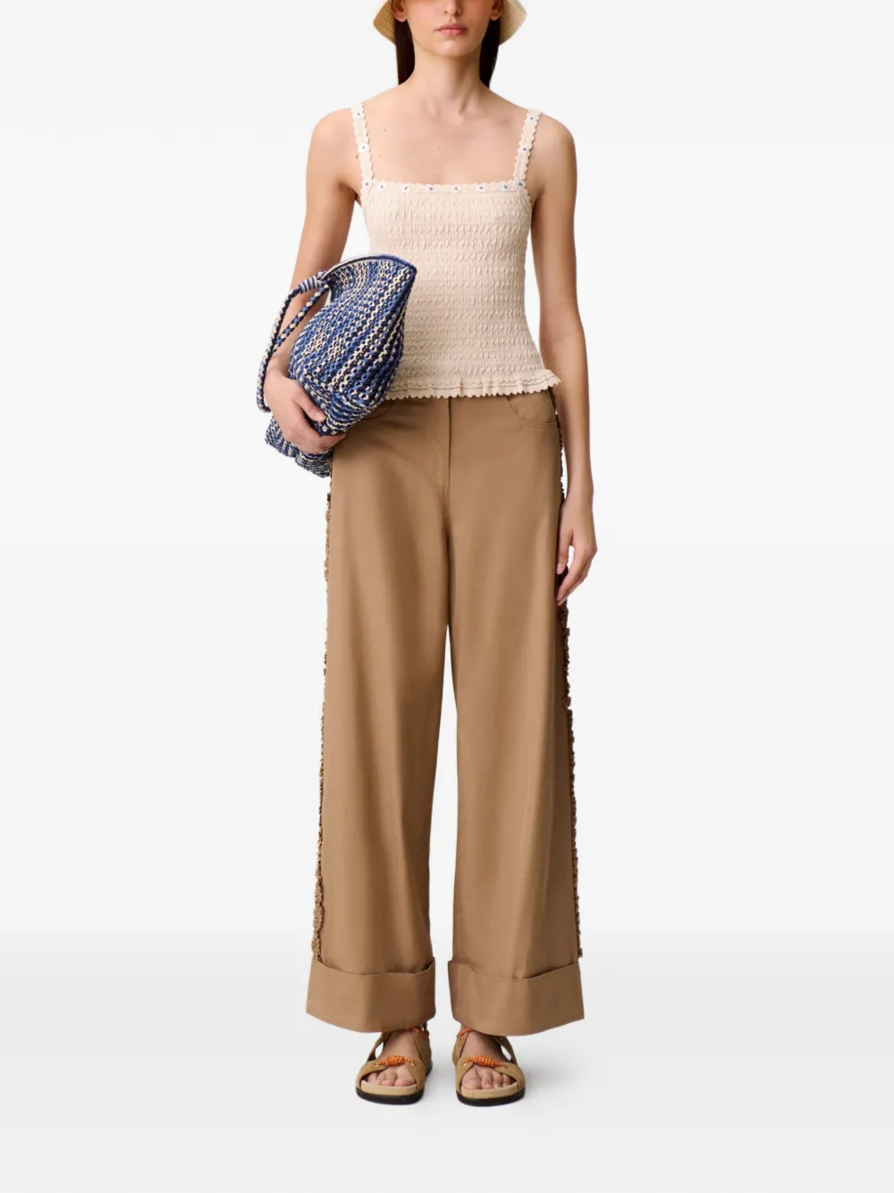Claudie Pierlot Palazzo broek met ruches Beige