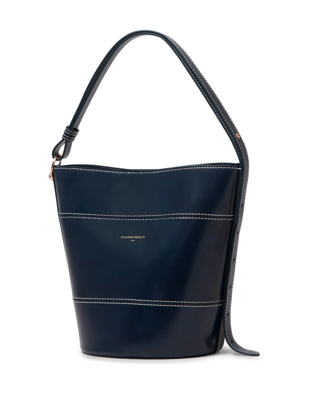 Logo-Detail Leather Bucket Bag