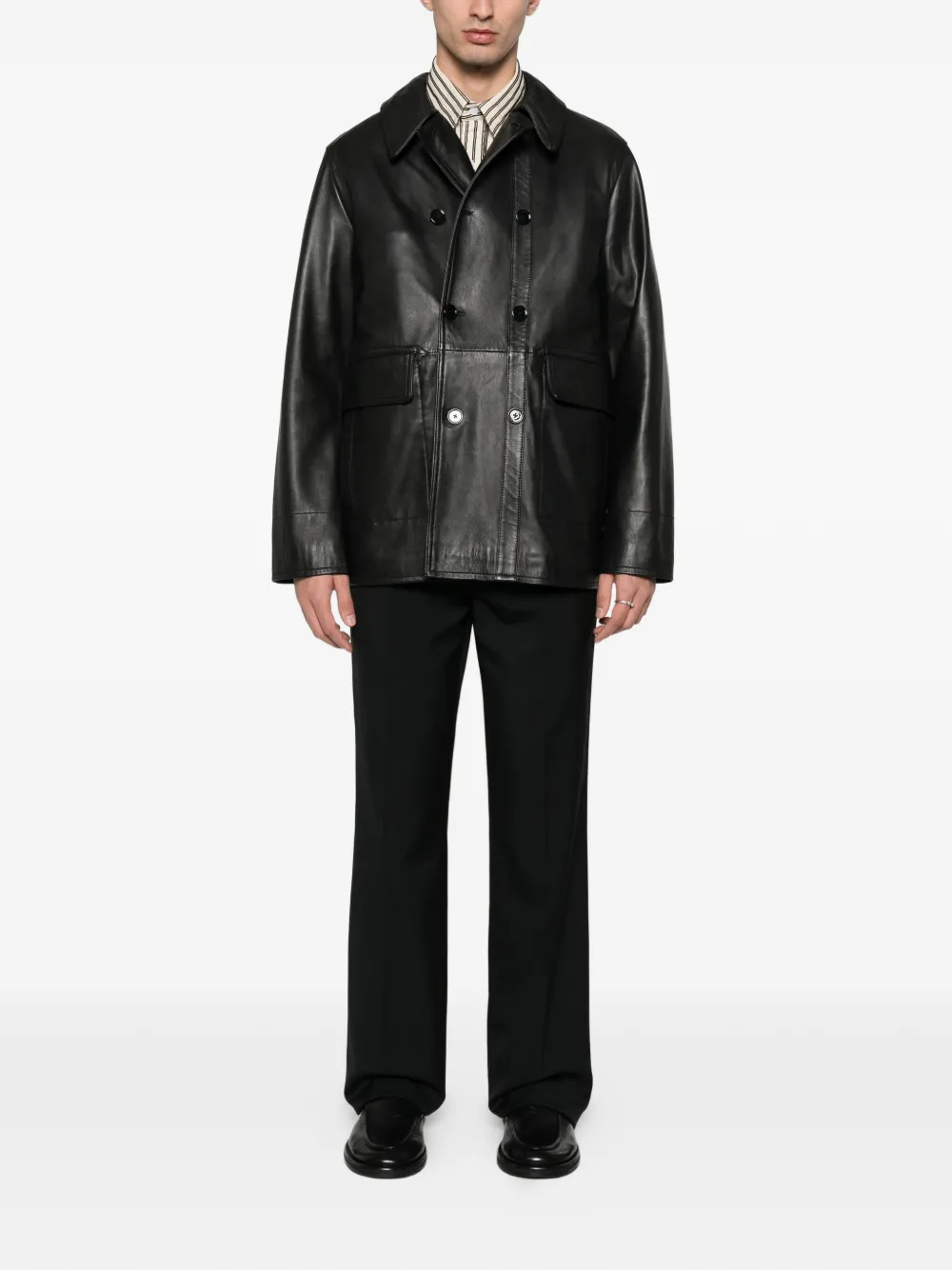 FURSAC double-breasted leather shirt jacket | Leather Jackets | Image 2