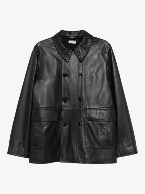 FURSAC double-breasted leather shirt jacket