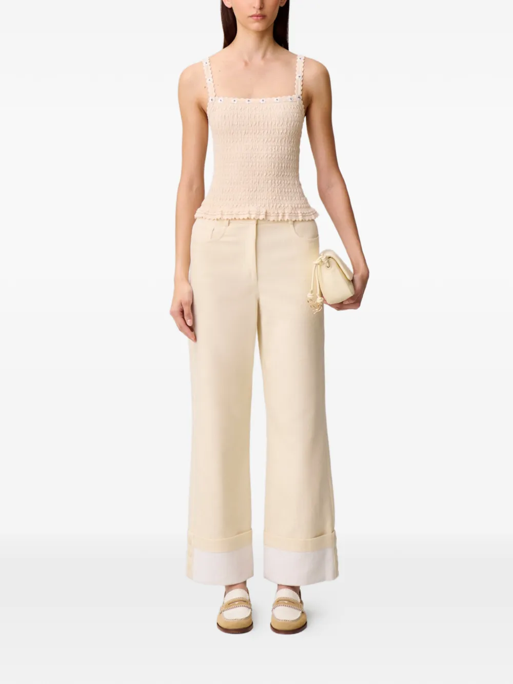 Claudie Pierlot Tanktop met bloemenapplicatie Beige