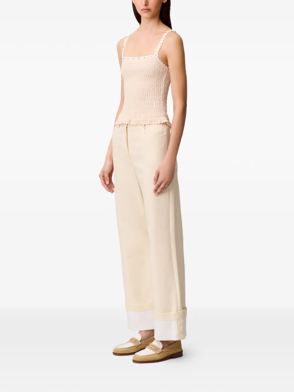 Claudie Pierlot Tanktop met bloemenapplicatie Beige