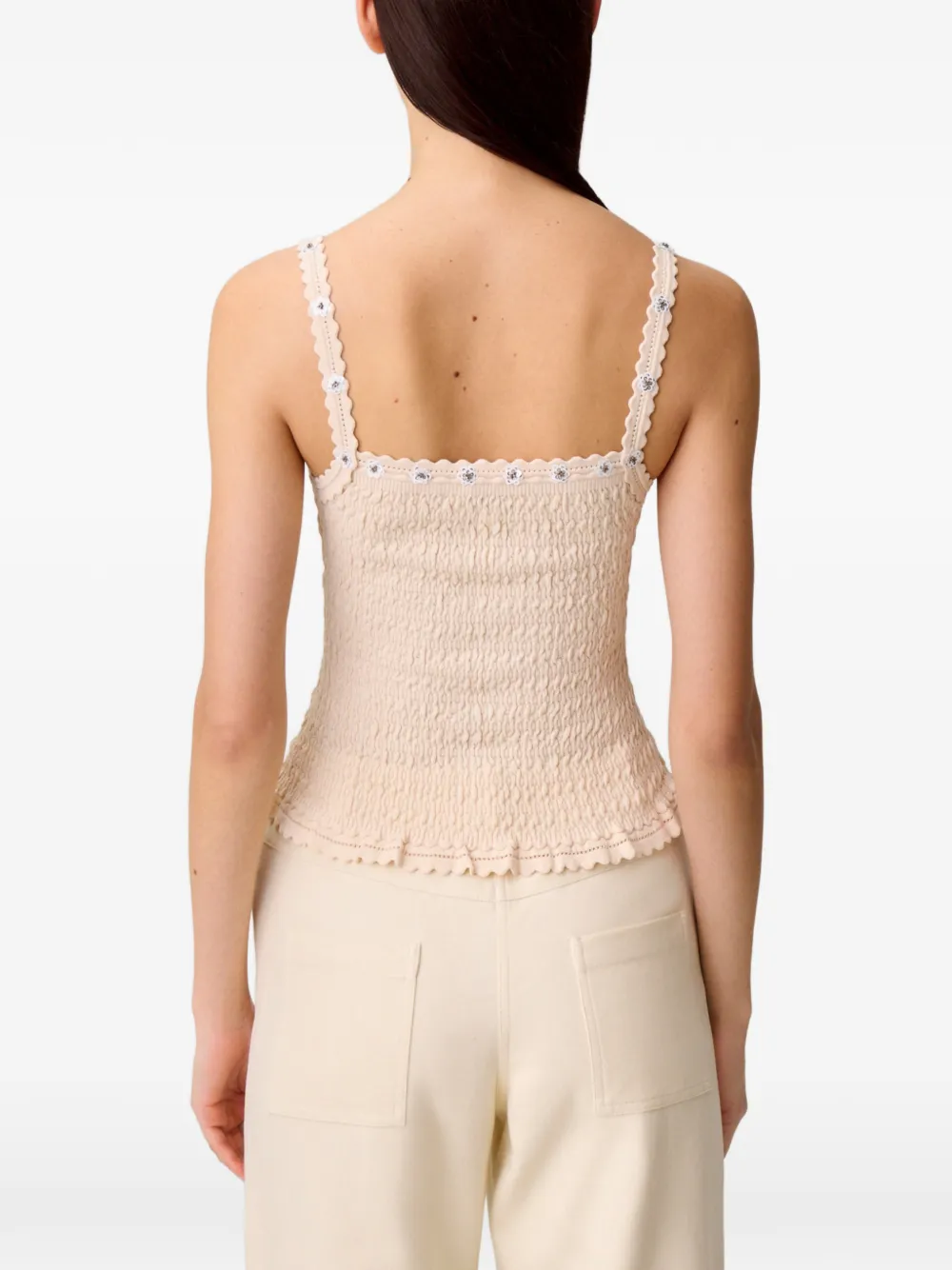 Claudie Pierlot Tanktop met bloemenapplicatie Beige
