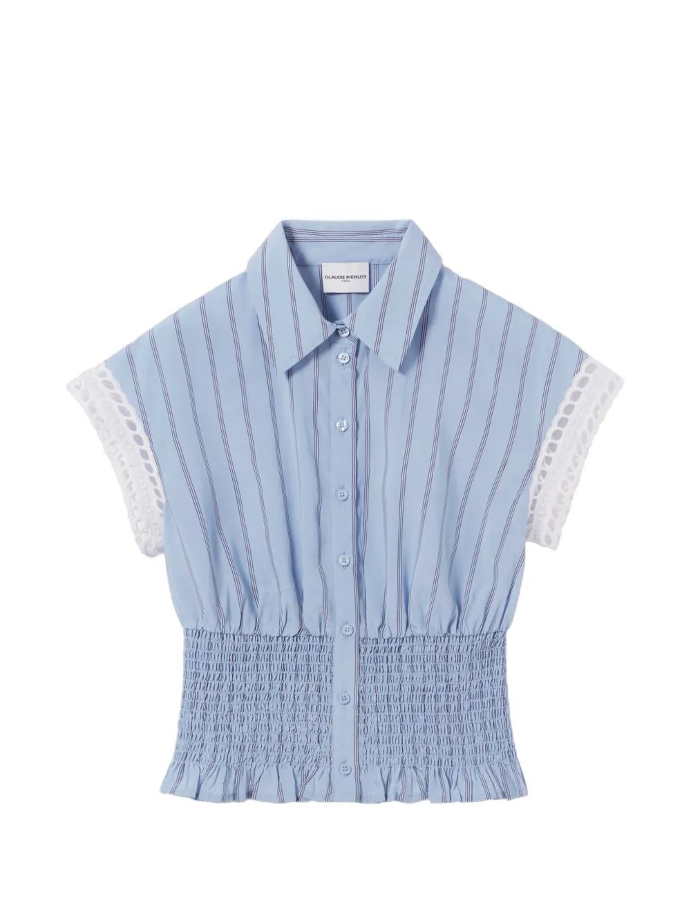 Claudie Pierlot stripe-pattern smocked-waist shirt - Blu