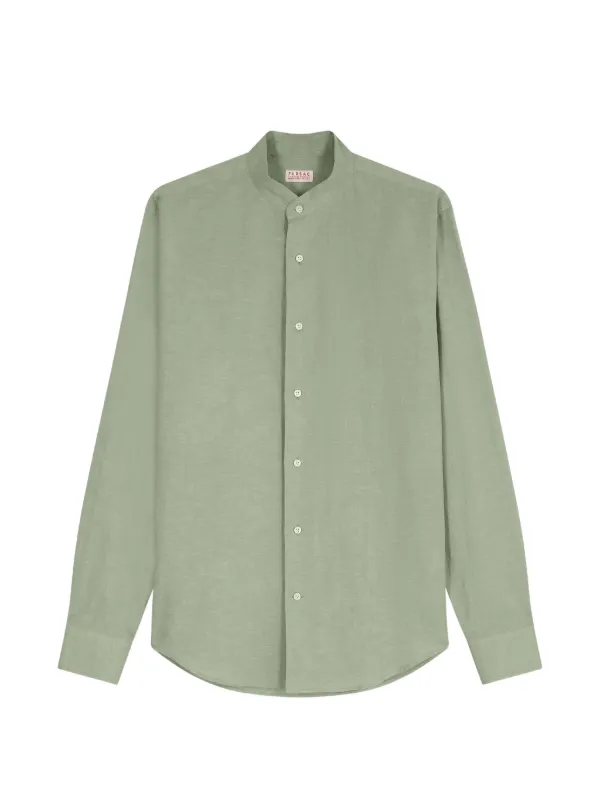 FURSAC Band-collar Long-sleeve Shirt in Green