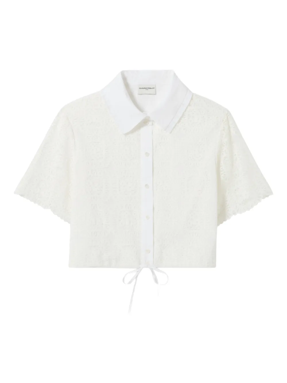 Claudie Pierlot Kordelzug-Hemd mit Spitzendetail - Weiß