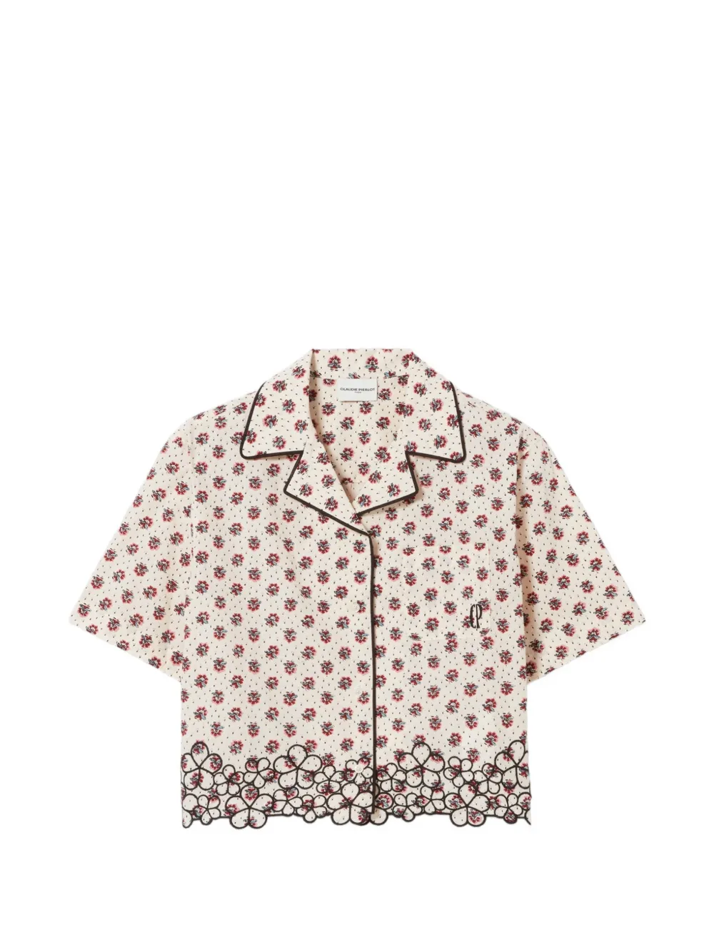 Claudie Pierlot floral-print scalloped-hem shirt - Toni neutri