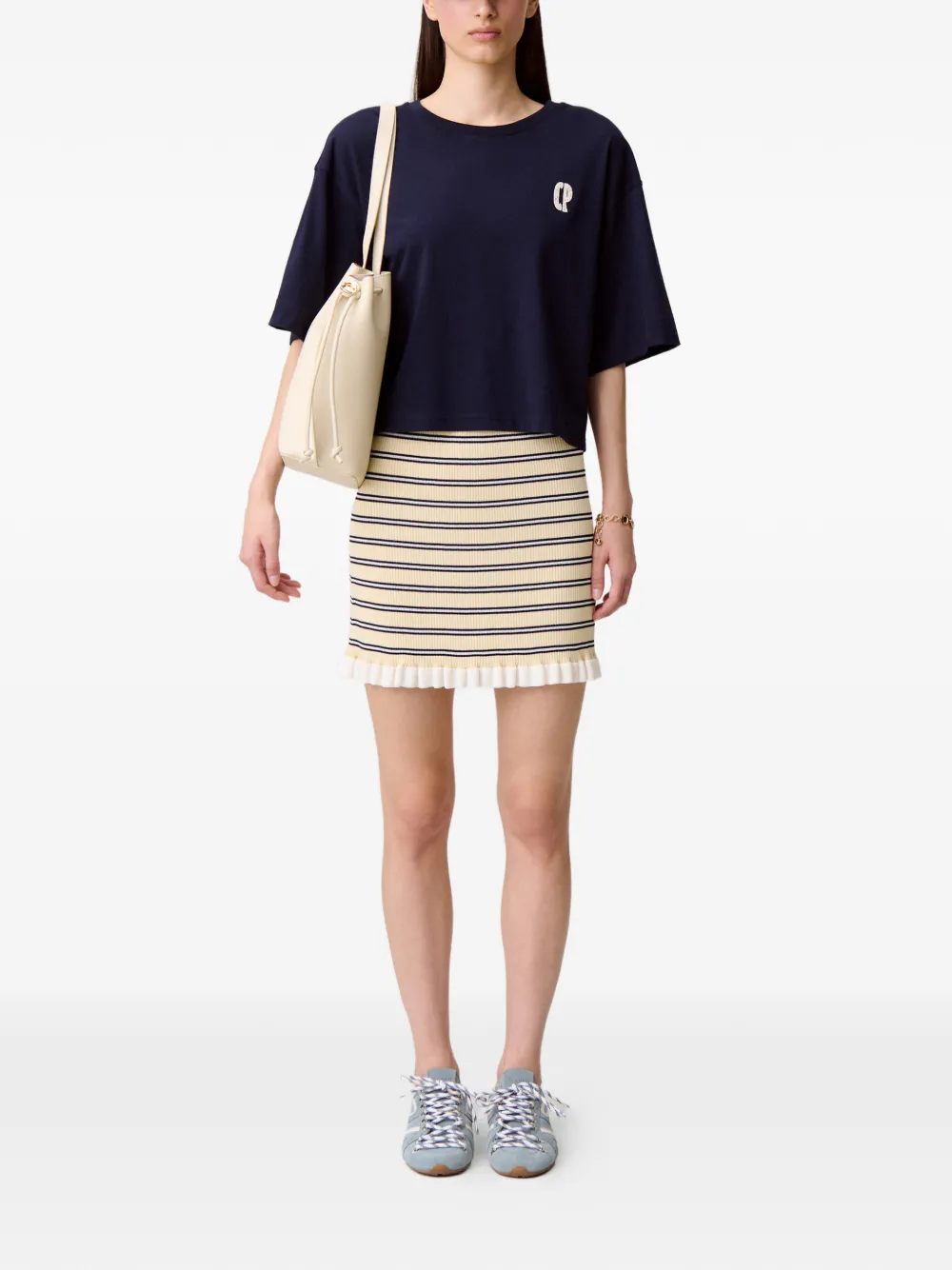 Claudie Pierlot T-shirt met geborduurd logo Blauw