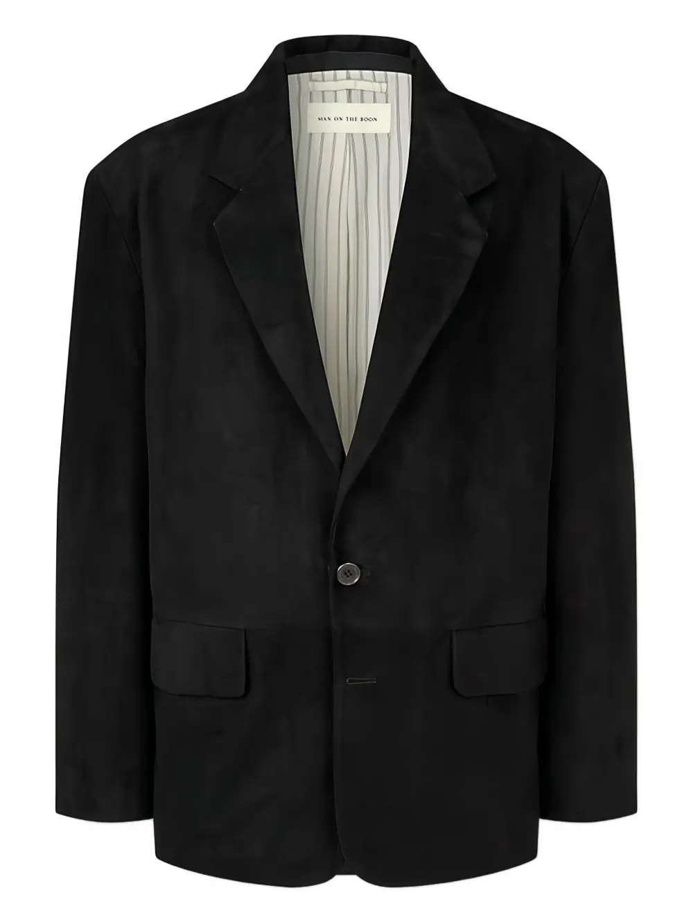 Man On The Boon. Single-breasted Suede Blazer In Black