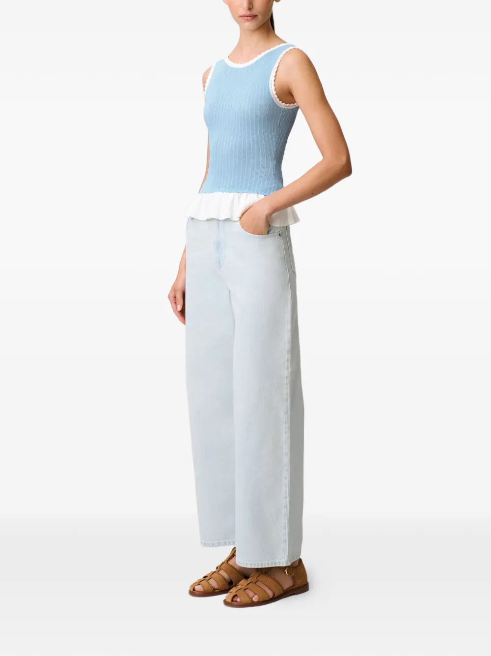 Claudie Pierlot Gebreide top met ruches Blauw