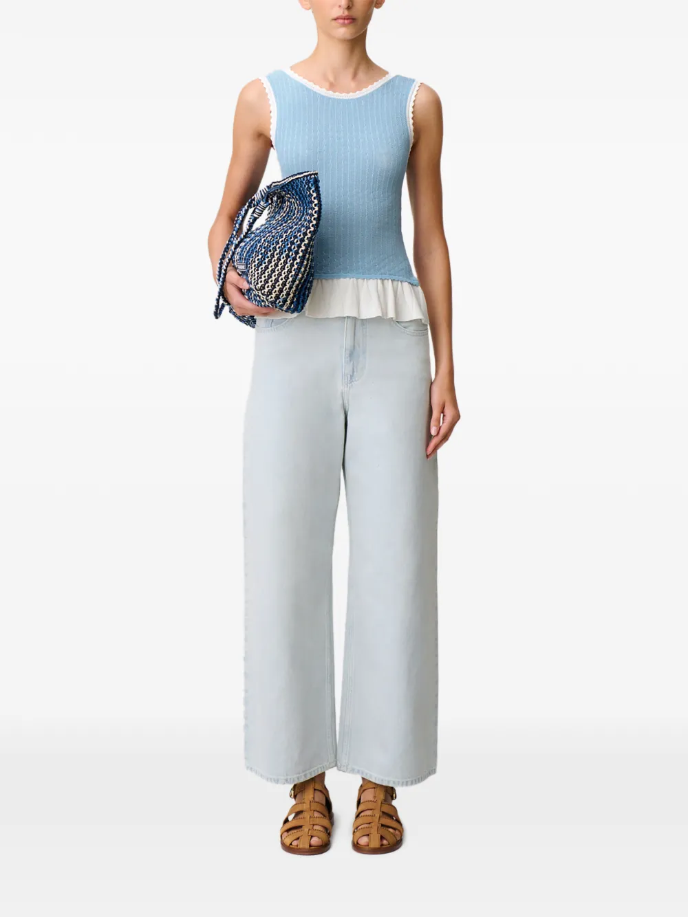 Claudie Pierlot Gebreide top met ruches Blauw