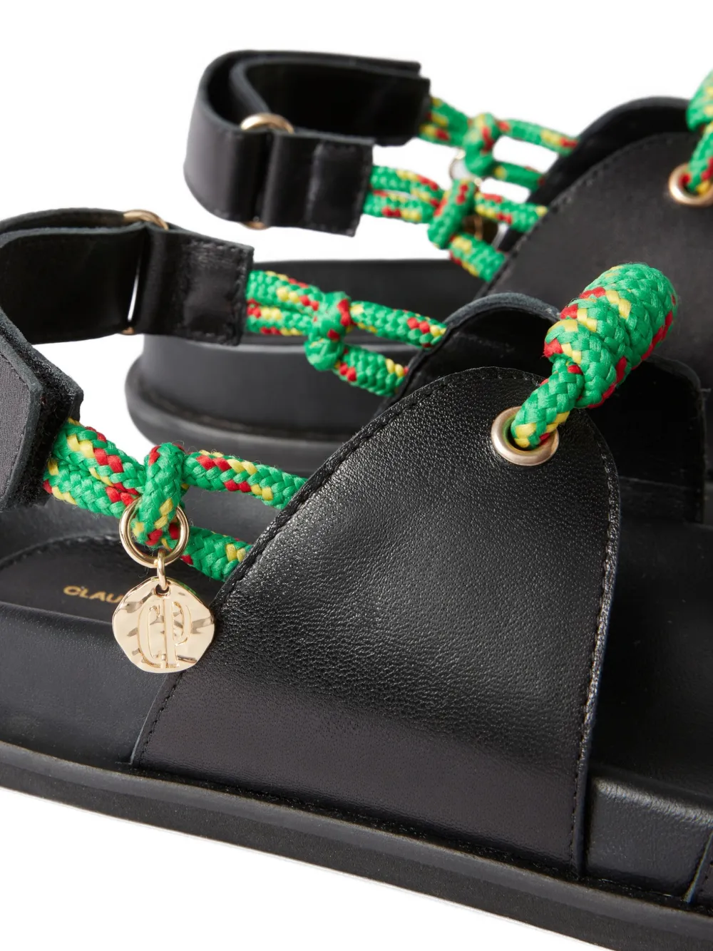 Claudie Pierlot Leren sandalen met koord bedel Zwart