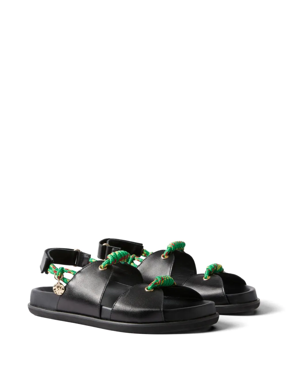 Claudie Pierlot Leren sandalen met koord bedel Zwart
