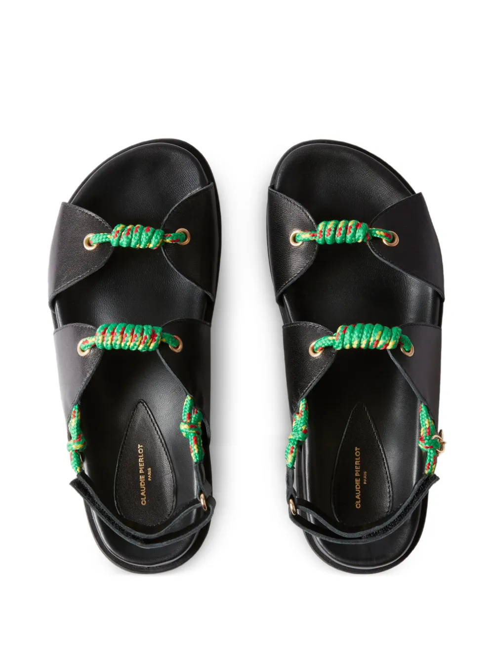 Claudie Pierlot Leren sandalen met koord bedel Zwart