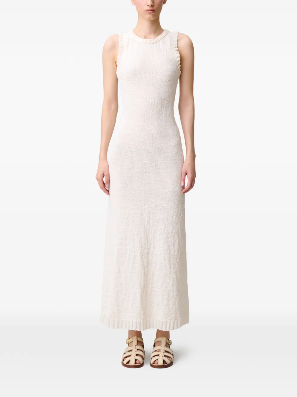 Claudie Pierlot Midi-jurk met ruches-afwerking - Beige