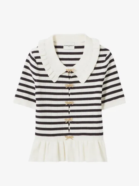 Claudie Pierlot pull rayé à plastron volanté