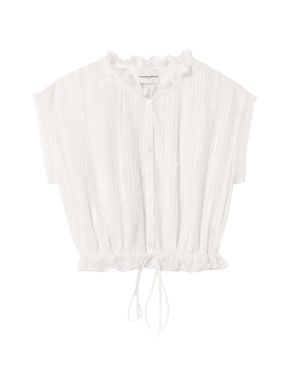 Claudie Pierlot lace-trim pleated shirt - Bianco