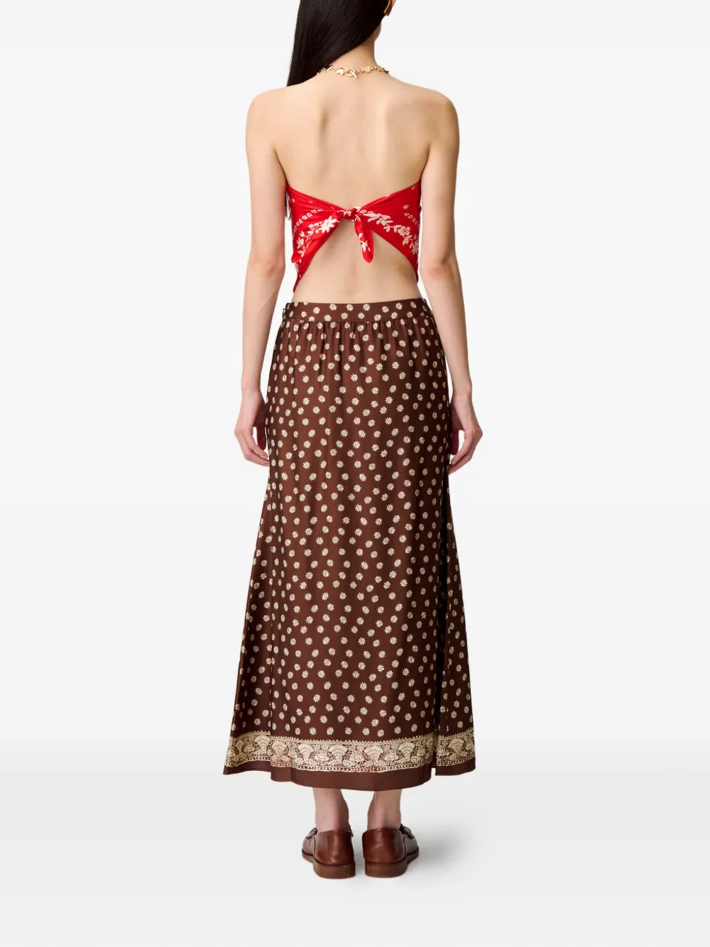 Claudie Pierlot Midi-jurk met bloemenprint Bruin