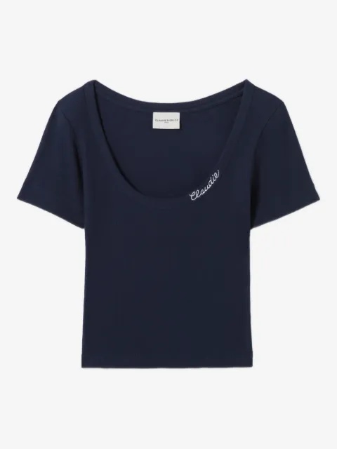 Claudie Pierlot t-shirt côtelé à logo brodé