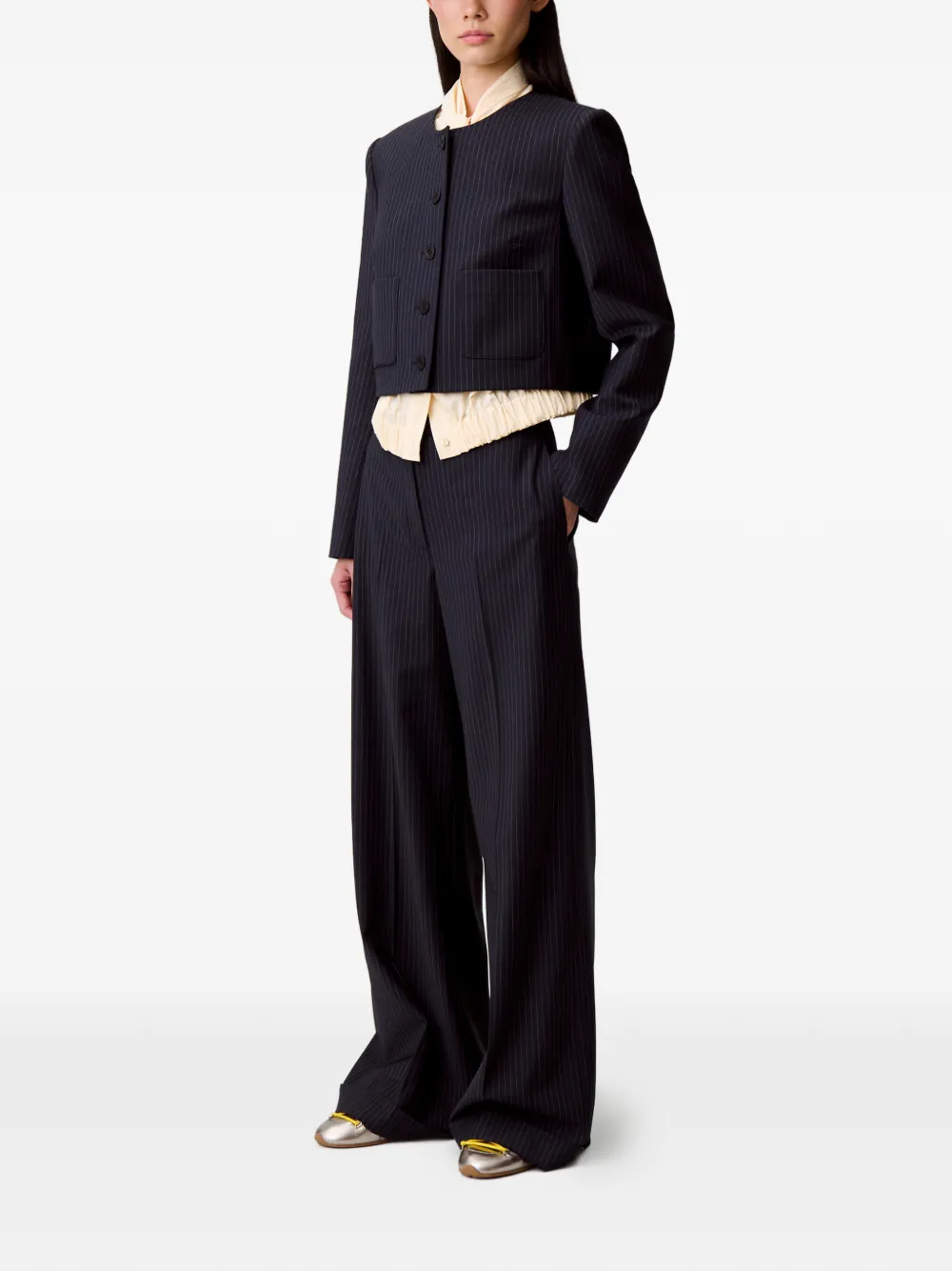  Claudie Pierlot Pinstripe Button-fastening Jacket - Black 
