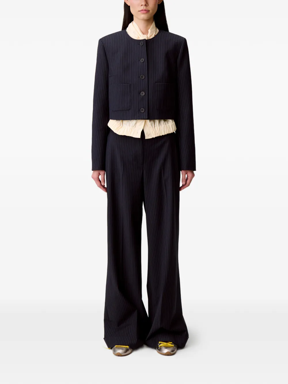  Claudie Pierlot Pinstripe Button-fastening Jacket - Black 