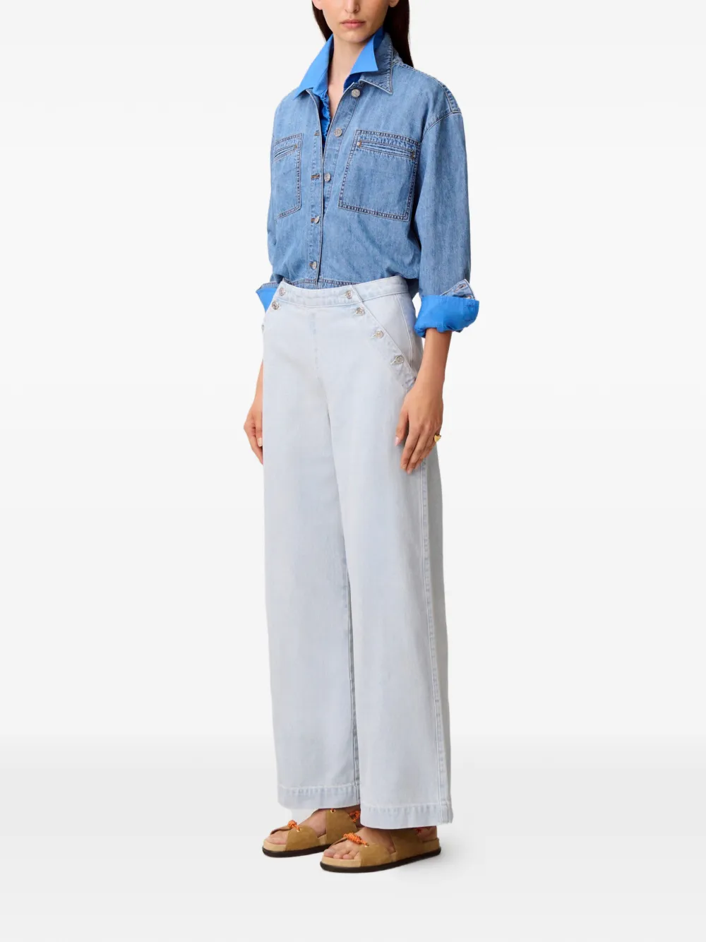  Claudie Pierlot Buttoned Wide-leg Jeans - Blue 