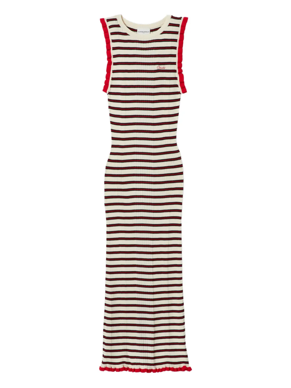 Claudie Pierlot striped ruffled midi dress - Toni neutri
