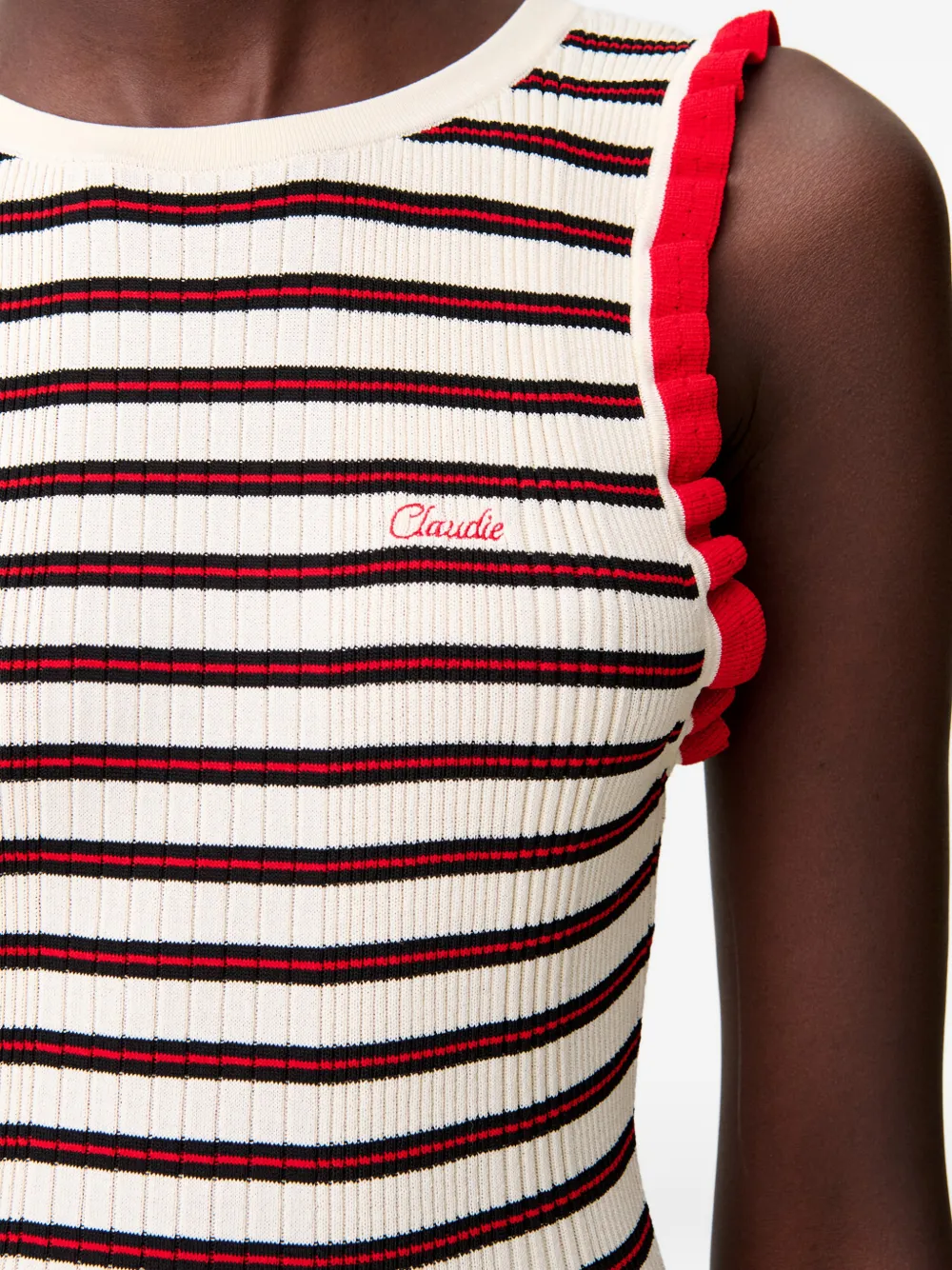 Striped Ruffled Midi Dress