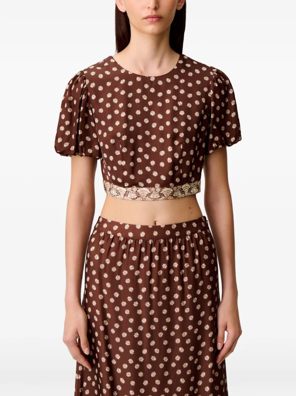 Claudie Pierlot Satijnen top met open rug Bruin