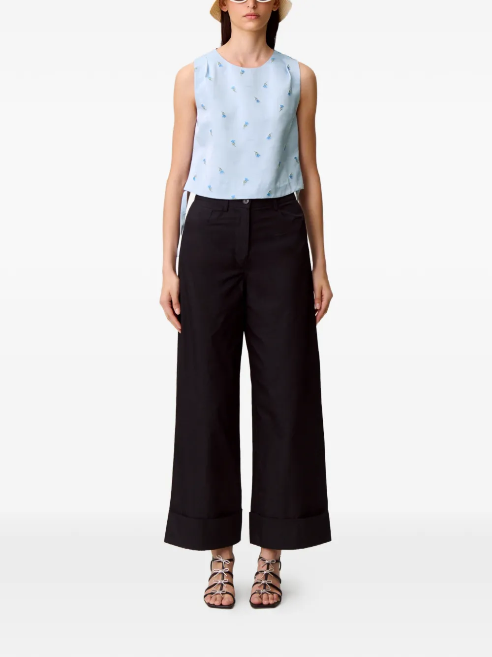  Claudie Pierlot Floral-pattern Tie-side Top - Blue 