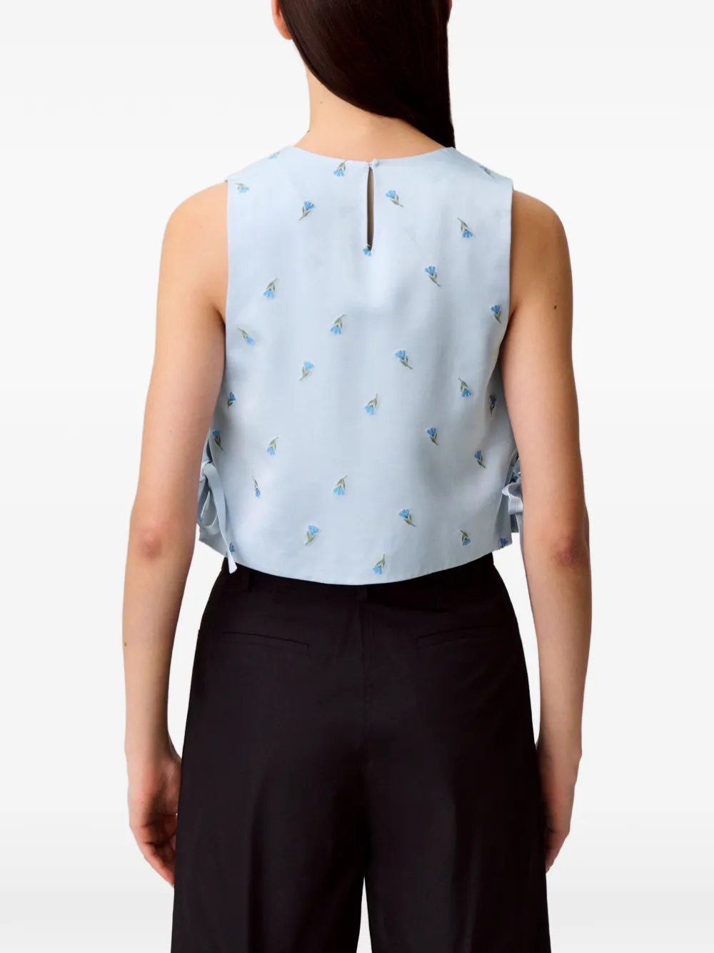 Claudie Pierlot Top met bloemenprint en gestrikte zijkant Blauw