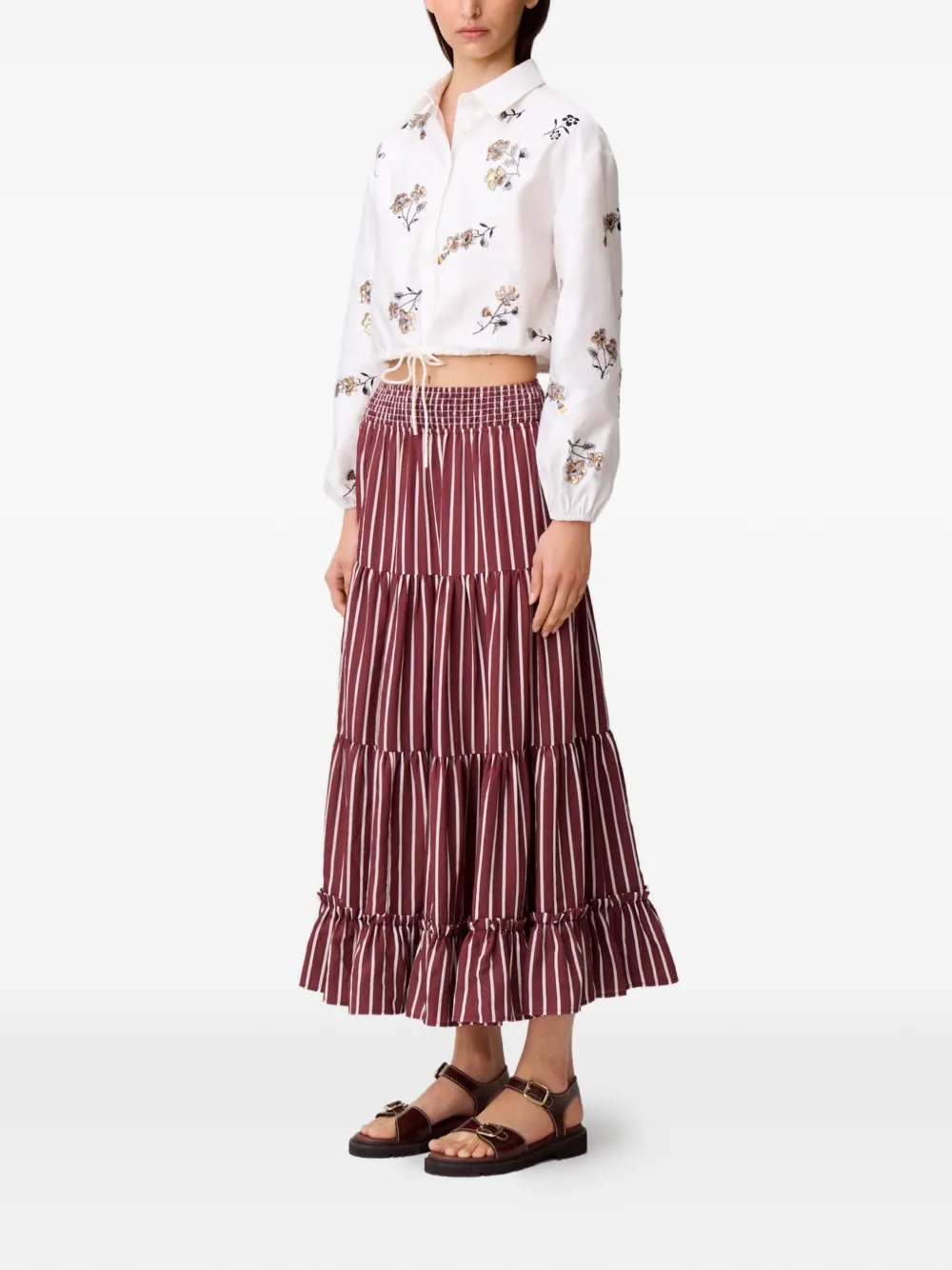 Claudie Pierlot Blouse met trekkoord en bloemenprint Wit