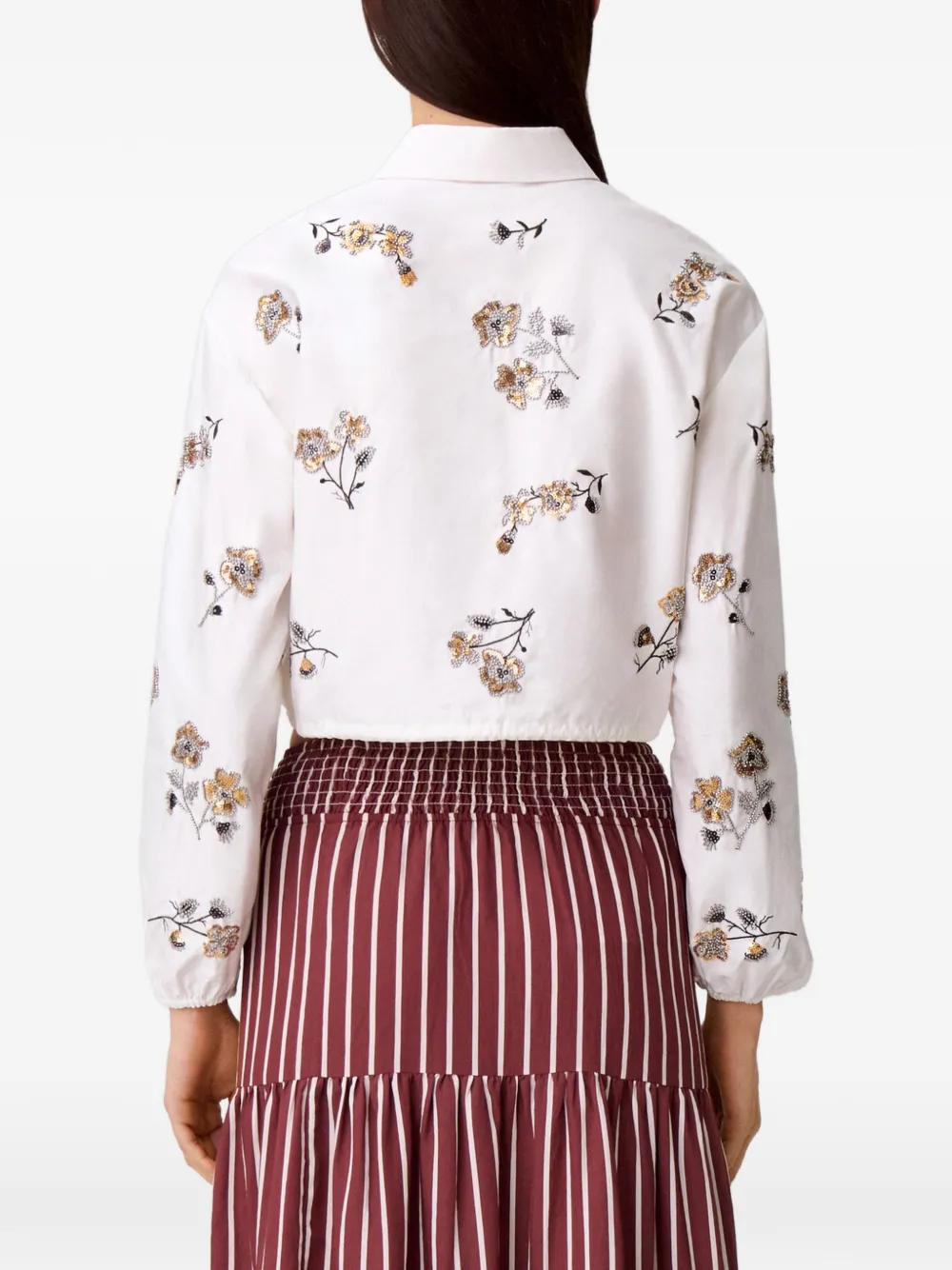 Claudie Pierlot Blouse met trekkoord en bloemenprint Wit
