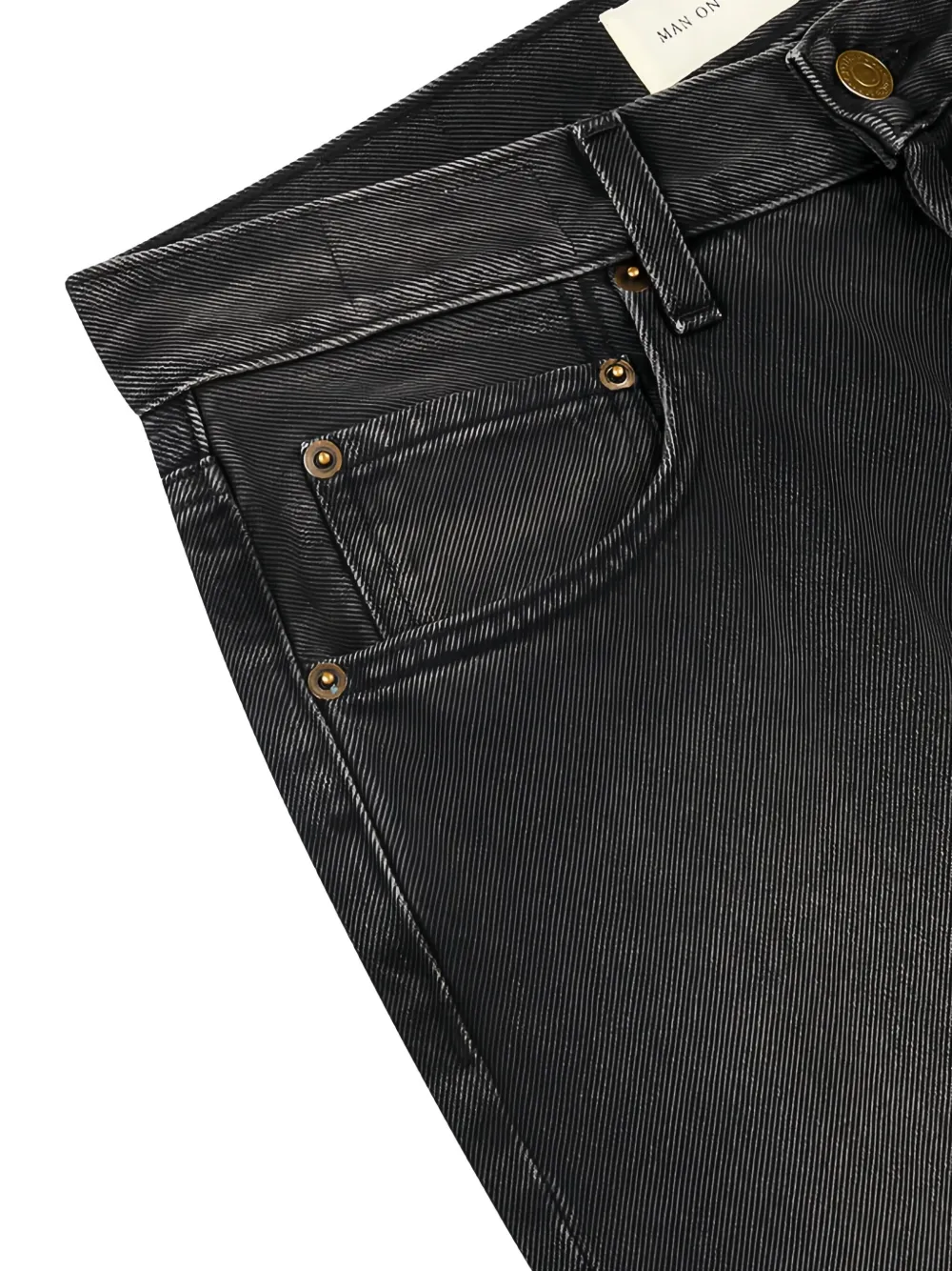 Man On The Boon. Washed Denim Pants In Black