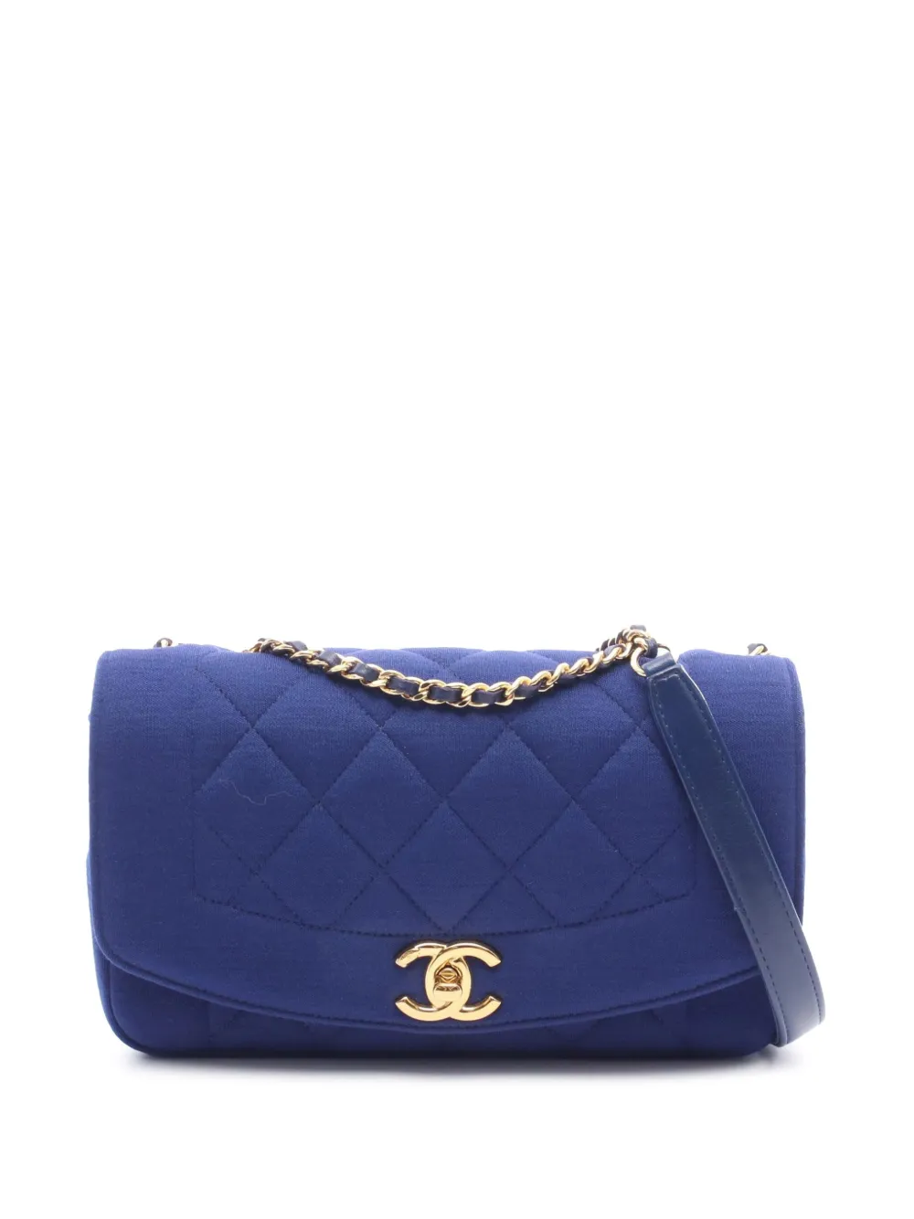 Pre-owned Chanel 2014-2015 Small Jersey Diana Flap Crossbody Bag In Blue