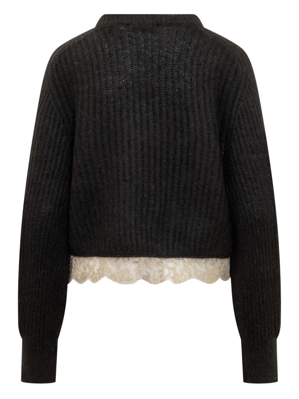 Fabiana Filippi Gebreide trui met kanten afwerking Zwart