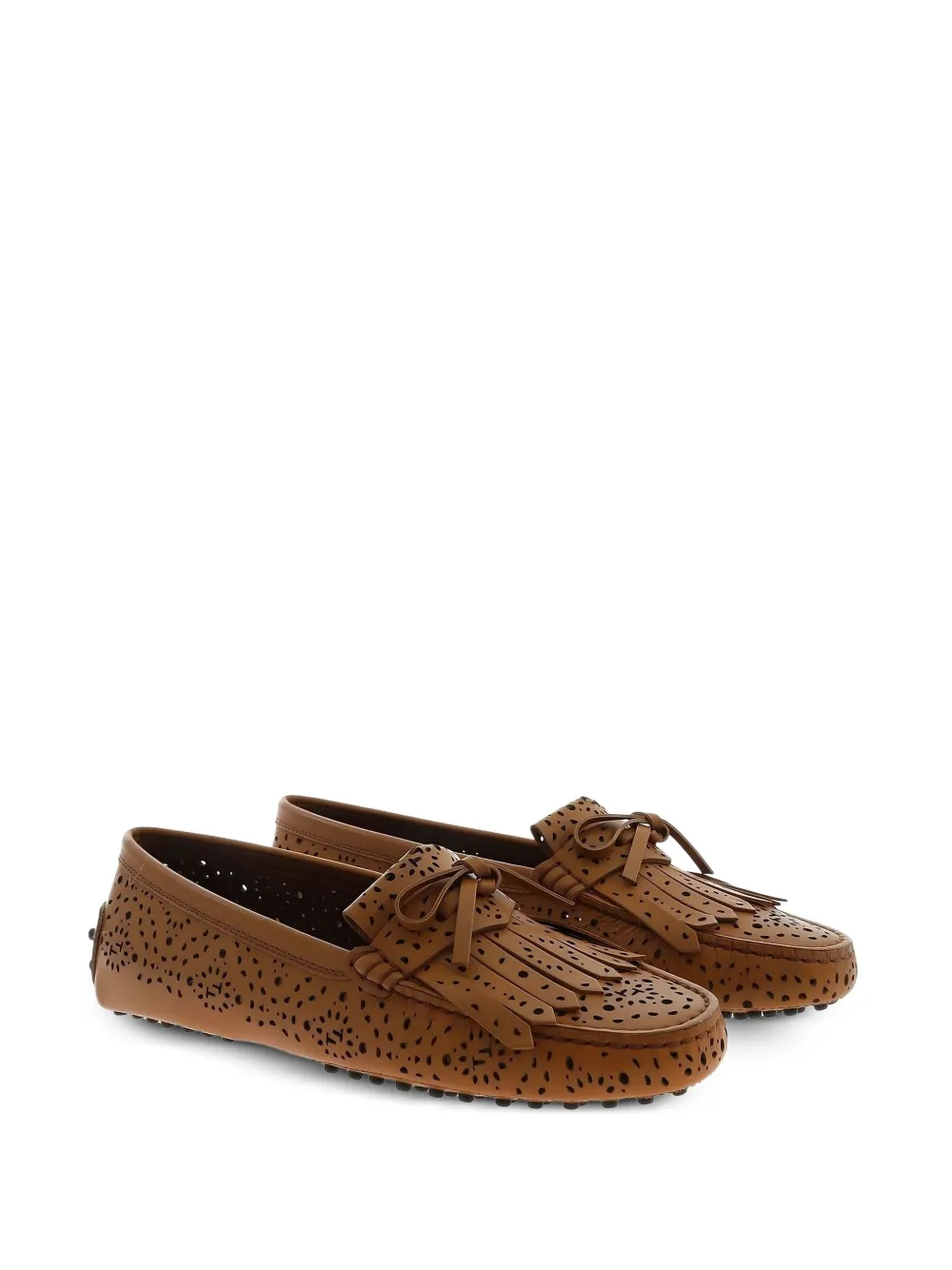 Tod's Perforated Tasselled Loafers In Brown